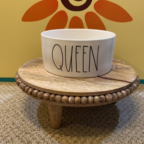 RAE DUNN Doggie QUEEN Dog BOWL Ceramic PET FOOD Dish 6" x 3" Big NEW